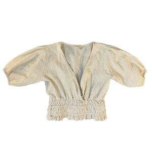 Sim and Sam Cotton Linen Scrunched Crop Top Womens Size Medium